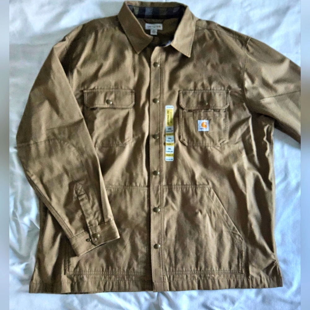 BRAND NEW Carhartt Rugged Flex Relaxed Fit Canvas Fleece-Lined Shirt JACKET